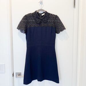 Sandro Black and Blue Lace Dress